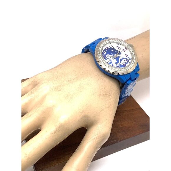 Disney Frozen Women's Watch WDS000835 Quartz Blue Band Crystals Bezel 41mm - Picture 5 of 15